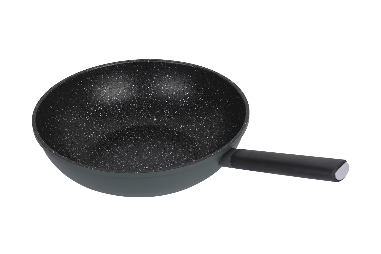 CF-CLB3263D Imitat-Druckguss-Wok – mit Glasdeckel, Imitat-Druckguss-Wok aus medizinischem Stein 32 mit Antihaftbeschichtung